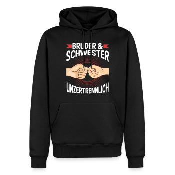 Geschwister Bruder und Schwester - Männer Premium Bio Hoodie - Schwarz - Vorne - Nico (187cm)