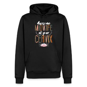 Infirmière Sage-Femme Accoucheuse Jeu de mots - Sweat à capuche Premium bio Homme - noir - Devant - Nico (187cm)