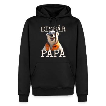 Eisbär Papa Daddy Bären Dad Vatertag Süße Eisbären - Männer Premium Bio Hoodie - Schwarz - Vorne - Nico (187cm)
