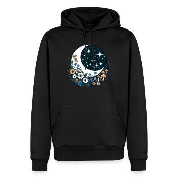 Mond Pilze Cottagecore Blumen Nacht Goblincore - Männer Premium Bio Hoodie - Schwarz - Vorne - Nico (187cm)