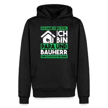 Papa und Bauherr Richtfest Ökologisches Bauen - Männer Premium Bio Hoodie - Schwarz - Vorne - Nico (187cm)