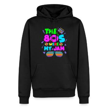 Fille garçon enfants 70 s 80 s 90 s Disco Costume tenue - Sweat à capuche Premium bio Homme - noir - Devant - Nico (187cm)