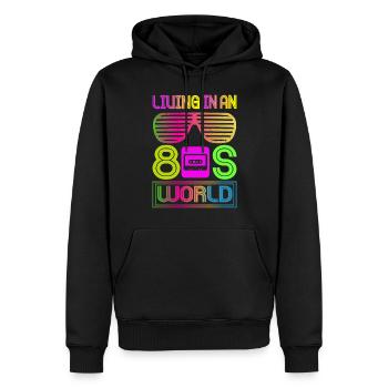 Fille garçon enfants 70 s 80 s 90 s Disco Costume tenue - Sweat à capuche Premium bio Homme - noir - Devant - Nico (187cm)