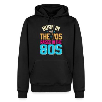 Fille garçon enfants 70 s 80 s 90 s Disco Costume tenue - Sweat à capuche Premium bio Homme - noir - Devant - Nico (187cm)