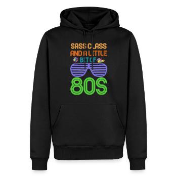 Fille garçon enfants 70 s 80 s 90 s Disco Costume tenue - Sweat à capuche Premium bio Homme - noir - Devant - Nico (187cm)