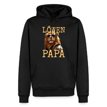 Lion Papa Papa Papa Fête des Pères Père Sauvage Lion - Sweat à capuche Premium bio Homme - noir - Devant - Nico (187cm)