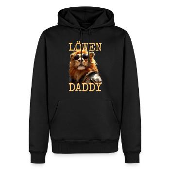 Lion Papa Papa Papa Fête des Pères Père Sauvage Lion - Sweat à capuche Premium bio Homme - noir - Devant - Nico (187cm)