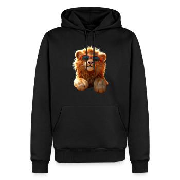 Lion avec des lunettes de soleil Les Lions sauvages aiment le Lion mignon - Sweat à capuche Premium bio Homme - noir - Devant - Nico (187cm)