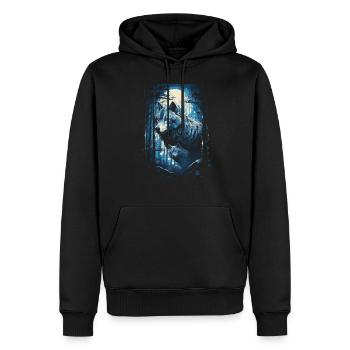 Fantasy Wolf Magic Pack Mysterious - Men’s Premium Organic Hoodie - black - Front - Nico (187cm)