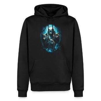 Fantasy Wolf Magic Pack Mysterious - Men’s Premium Organic Hoodie - black - Front - Nico (187cm)