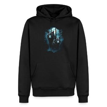Fantasy Wolf Moon Wolf Pack Mythology - Men’s Premium Organic Hoodie - black - Front - Nico (187cm)