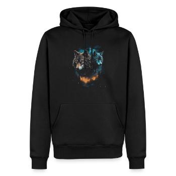Dunkle Kunst Wolf Wald Mythisch - Männer Premium Bio Hoodie - Schwarz - Vorne - Nico (187cm)