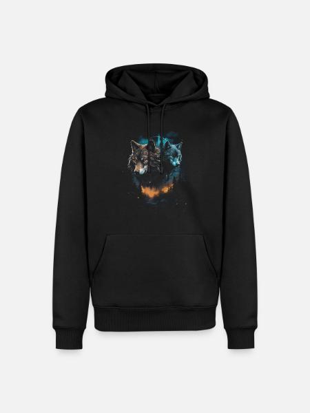 Dunkle Kunst Wolf Wald Mythisch - Männer Premium Bio Hoodie - Schwarz