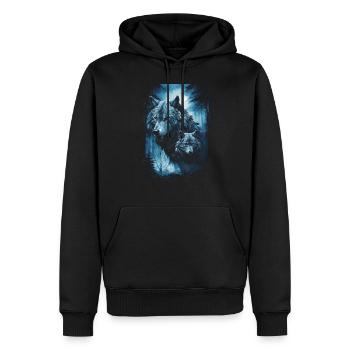 Dunkle Kunst Wolf Wald Mythisch - Männer Premium Bio Hoodie - Schwarz - Vorne - Nico (187cm)