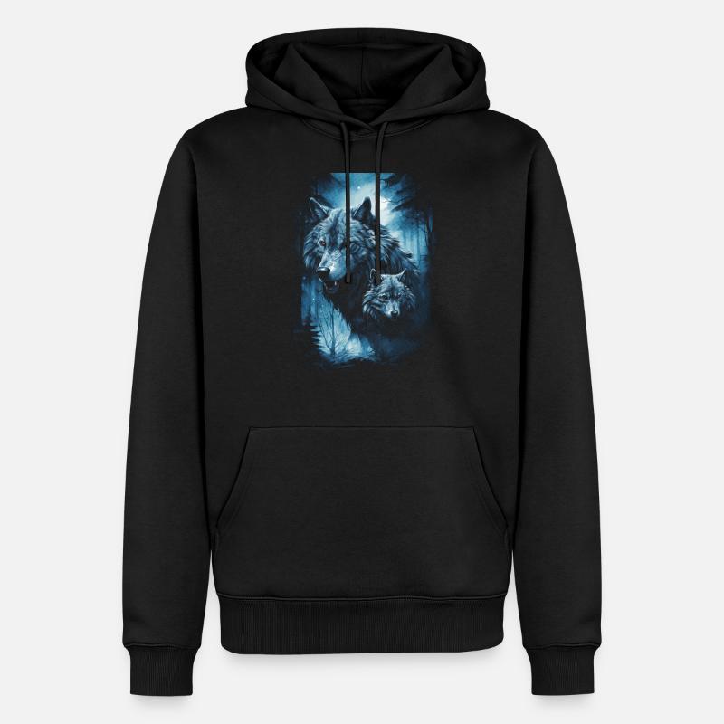 Dunkle Kunst Wolf Wald Mythisch - Männer Premium Bio Hoodie - Schwarz