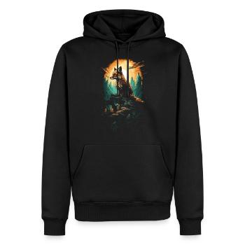 Art de l’amant du renard - Sweat à capuche Premium bio Homme - noir - Devant - Nico (187cm)