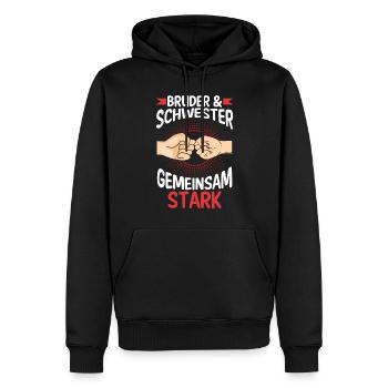 Geschwister Bruder und Schwester - Männer Premium Bio Hoodie - Schwarz - Vorne - Nico (187cm)