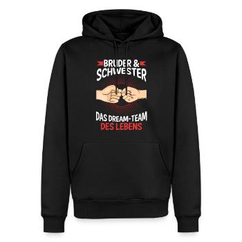 Geschwister Bruder und Schwester - Männer Premium Bio Hoodie - Schwarz - Vorne - Nico (187cm)