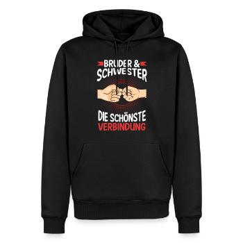 Geschwister Bruder und Schwester - Männer Premium Bio Hoodie - Schwarz - Vorne - Nico (187cm)