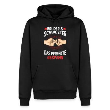 Geschwister Bruder und Schwester - Männer Premium Bio Hoodie - Schwarz - Vorne - Nico (187cm)