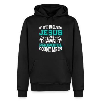Anesthésiologie Jésus Et Propofol - Sweat à capuche Premium bio Homme - noir - Devant - Nico (187cm)