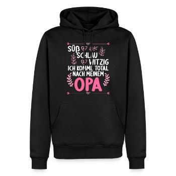 Ich komme total nach meinem Opa Enkelin Enkel - Männer Premium Bio Hoodie - Schwarz - Vorne - Nico (187cm)