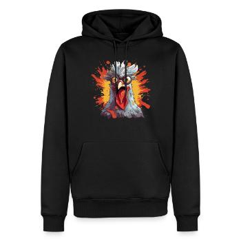 Poulet Poulets Poulet Propriétaire Crazy Chicken - Sweat à capuche Premium bio Homme - noir - Devant - Nico (187cm)
