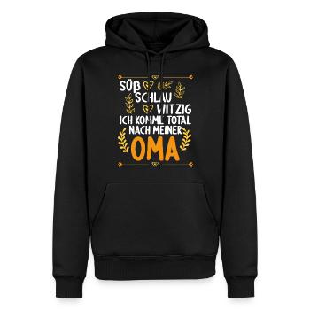 Ich komme total nach meiner Oma Enkelin Enkel - Männer Premium Bio Hoodie - Schwarz - Vorne - Nico (187cm)