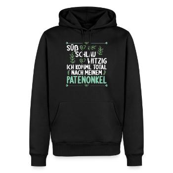 Ich komme total nach meinem Patenonkel Patenkind - Männer Premium Bio Hoodie - Schwarz - Vorne - Nico (187cm)