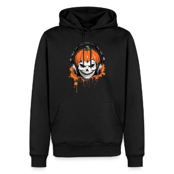 Spooky citrouille crâne musique Halloween - Sweat à capuche Premium bio Homme - noir - Devant - Nico (187cm)