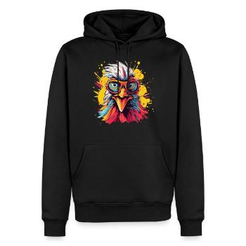 Poulet Poulets Poulet Propriétaire Crazy Chicken - Sweat à capuche Premium bio Homme - noir - Devant - Nico (187cm)
