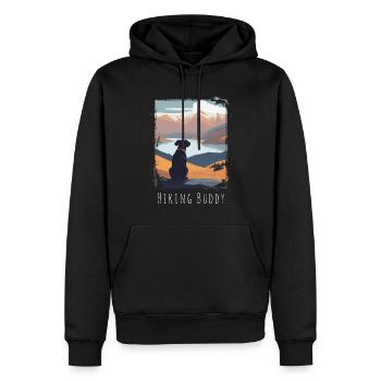 Hiking Buddy - Votre compagnon de randonnée au sommet - Sweat à capuche Premium bio Homme - noir - Devant - Nico (187cm)