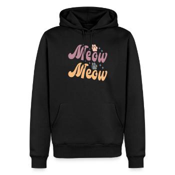 Meow Meow Cat Paws - Lustige Katzen Mama Retro - Männer Premium Bio Hoodie - Schwarz - Vorne - Nico (187cm)