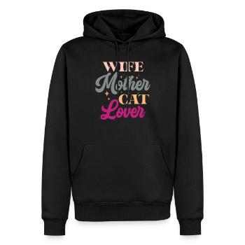 Wife Mother Cat Lover - Lustige Katzen Mama Retro - Männer Premium Bio Hoodie - Schwarz - Vorne - Nico (187cm)