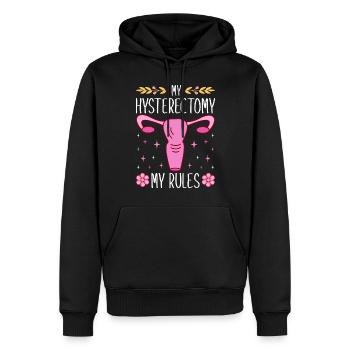 Endométriose Soins abdominaux Gynécologique - Sweat à capuche Premium bio Homme - noir - Devant - Nico (187cm)