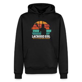 Lacrosse Stick Lax Girl Spieler Mom Torwartfrauen - Männer Premium Bio Hoodie - Schwarz - Vorne - Nico (187cm)