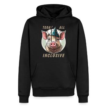 SCHWEIN TODAY ALL INCLUSIVE - Männer Premium Bio Hoodie - Schwarz - Vorne - Nico (187cm)