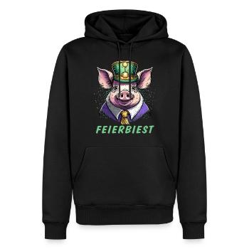 Schwein FEIERBIEST - Männer Premium Bio Hoodie - Schwarz - Vorne - Nico (187cm)
