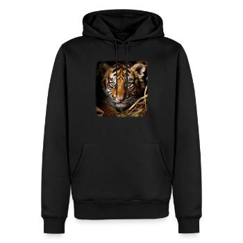 Tiger realistic Tigerbaby - Männer Premium Bio Hoodie - Schwarz - Vorne - Nico (187cm)