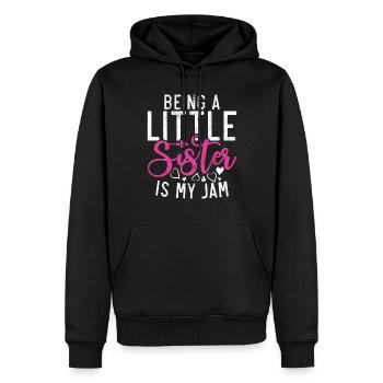 Little Sister Gifts - Männer Premium Bio Hoodie - Schwarz - Vorne - Nico (187cm)