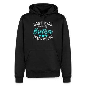 Little Sister Gifts - Männer Premium Bio Hoodie - Schwarz - Vorne - Nico (187cm)
