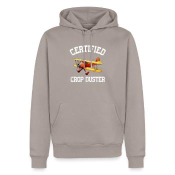 certified crop duster - Männer Premium Bio Hoodie - Taupe - Vorne - Nico (187cm)