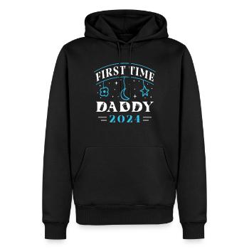 Papa pour la première fois 2024 - Sweat à capuche Premium bio Homme - noir - Devant - Nico (187cm)