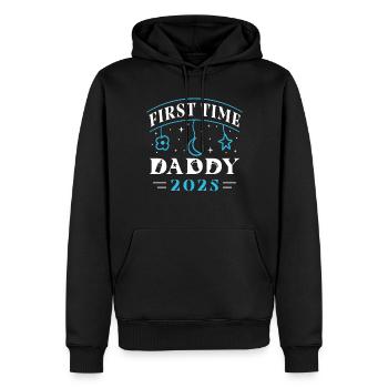 Papa pour la première fois 2025 - Sweat à capuche Premium bio Homme - noir - Devant - Nico (187cm)
