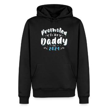 Promu au poste de papa EST. 2024 - Sweat à capuche Premium bio Homme - noir - Devant - Nico (187cm)