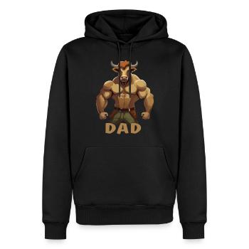 BULLE STIER DAD - Männer Premium Bio Hoodie - Schwarz - Vorne - Nico (187cm)