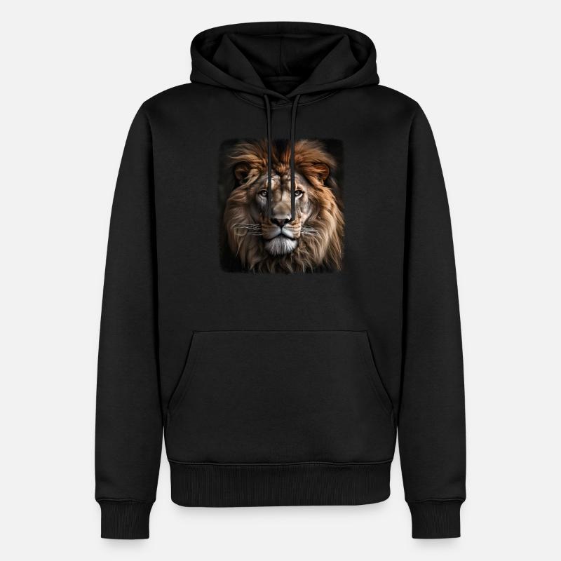 Löwen realistic Löwe - Männer Premium Bio Hoodie - Schwarz