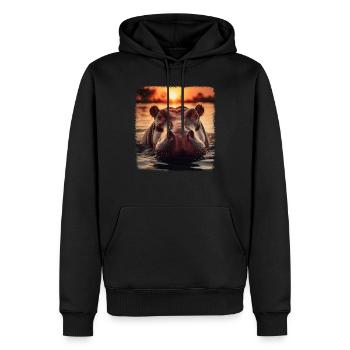 Hippos realistic Hippo - Männer Premium Bio Hoodie - Schwarz - Vorne - Nico (187cm)