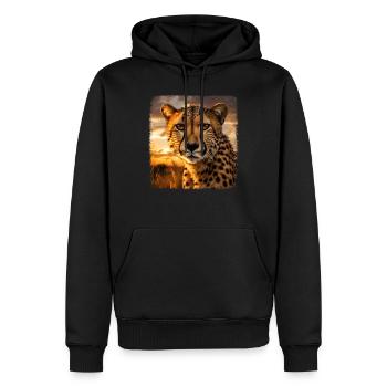 Guépard réaliste Guépard - Sweat à capuche Premium bio Homme - noir - Devant - Nico (187cm)