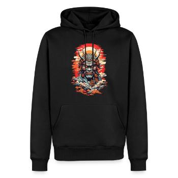 Japanischer Oni Dämon Vaporwave Vintage Design - Männer Premium Bio Hoodie - Schwarz - Vorne - Nico (187cm)
